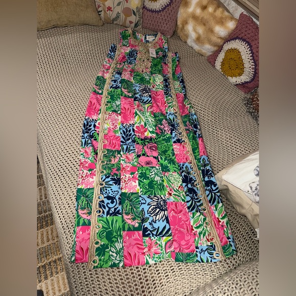 Lilly Pulitzer Edita Maxi Shift Dress Party Punch Patch new - Picture 4 of 7